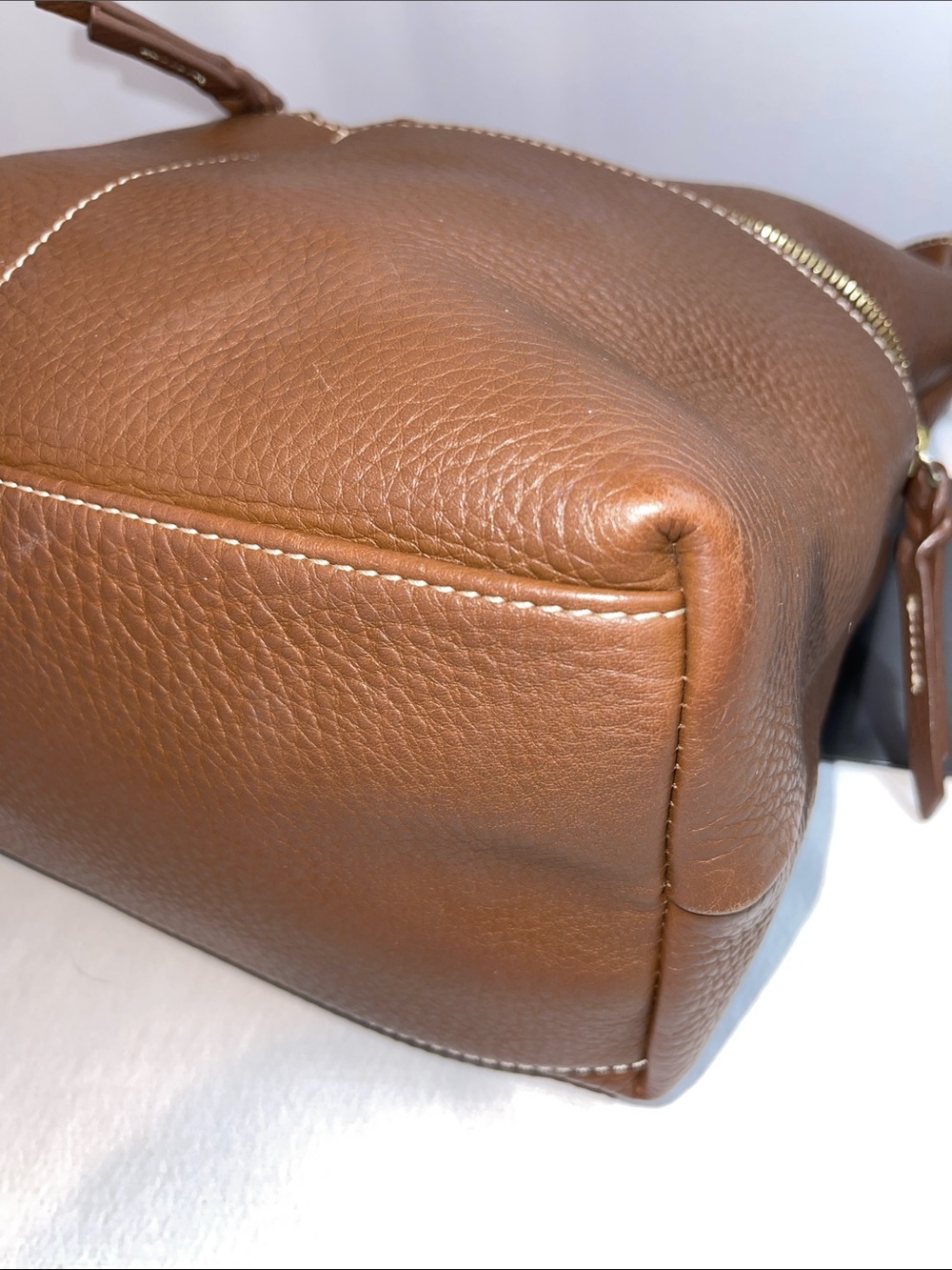 Dooney & Bourke Pebbled Leather Hobo Shoulder Bag Cognac Brown Large Purse - Picture 10 of 17